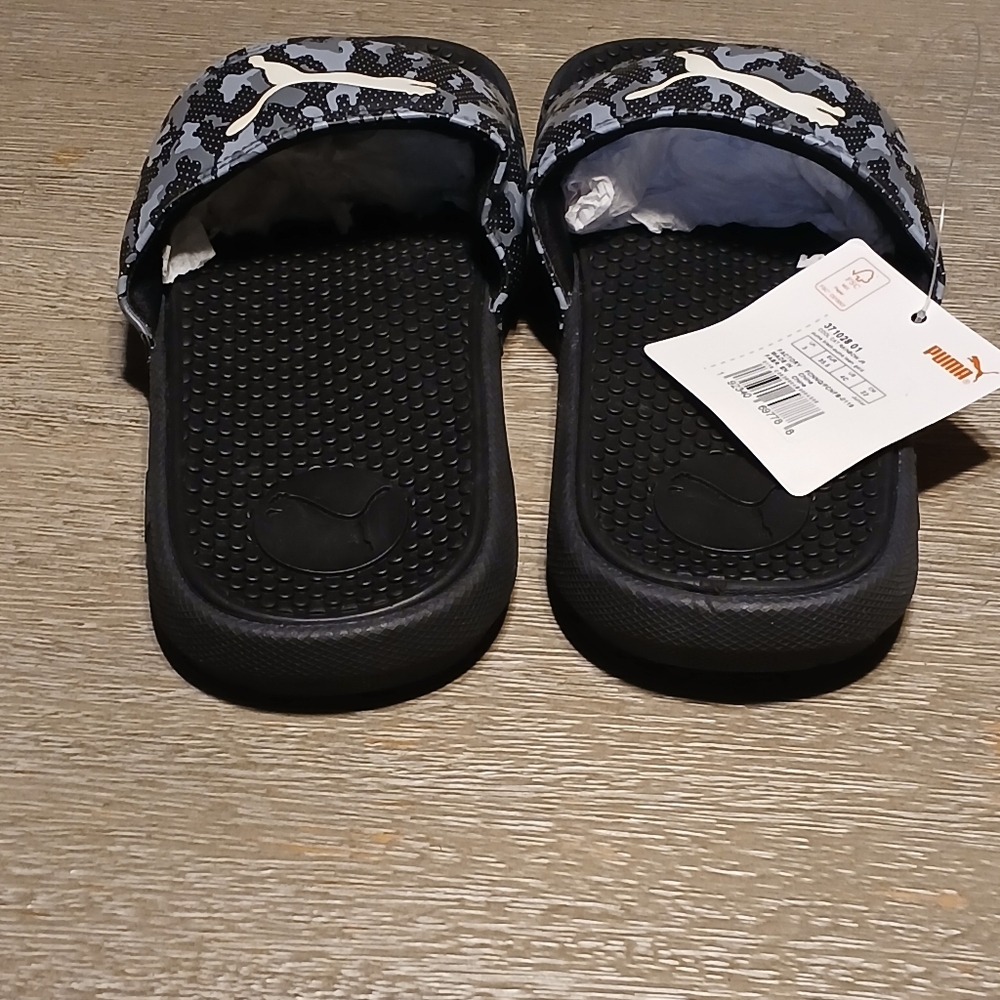 Puma Black and Gray Slide Sandals - Picture 2 of 5
